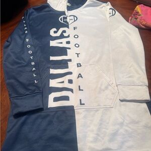 Dallas Cowboys  Football Women's Hoodie Dress - Blue and White